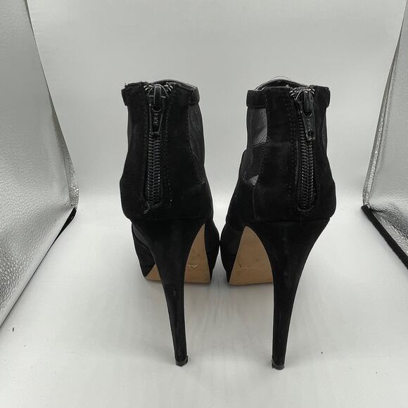 Aldo Womens Size 9 Stiletto Black Ankle Boot Faux Black Suede Mesh Platform Boot - Picture 10 of 11